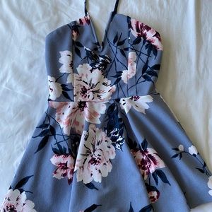 blue floral halter romper